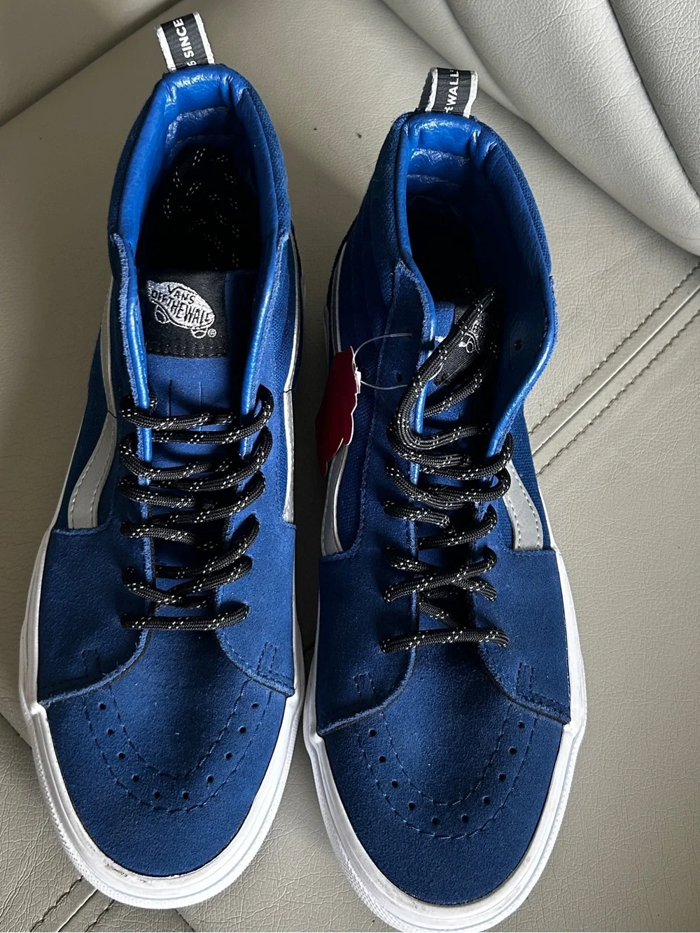 🦋VANS Size 8 Sk8-Hi OTW Webbing sneakers in blue with a reflective Sidestripe